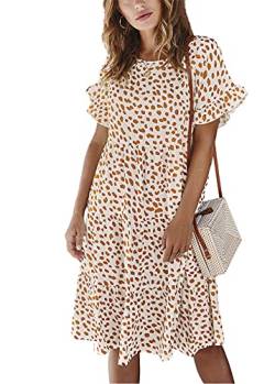 KANDEMY Damen Polka Dots Sommerkleid Rundhals Knielang Strandkleid Partykleid Freizeit Sommer Kleider für Frauen S-XL von KANDEMY