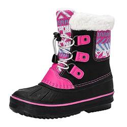 KANDEMY Kinder Gefütterte Winterstiefel für Mädchen Jungen Warm Thermo Schneestiefel Boots mit Fell Outdoor Winter Rutschfeste Stiefel Winterschuhe Pink 35 von KANDEMY