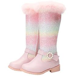 KANDEMY Mädchen Regenbogen Winterstiefel Warm Gefütterte Thermo Winter Schneestiefel mit Fell Outdoor Kinder Stiefel für Prinzessin Weihnachten Geburtstag Party Pink 28 von KANDEMY