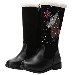 KANDEMY Mädchen Winterstiefel Warm Gefütterte Thermo Gummistiefel Weihnachten Schneestiefel mit Fell Outdoor Winter Stiefel für Kinder Prinzessin Geburtstag Weihnachtsfeier Schwarz 34 von KANDEMY