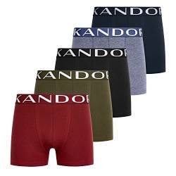 KANDOR Baumwoll Boxershorts Herren – 5er Pack, Bunte, Unterhosen für Männer Set, Dehnbare Herren-Unterwäsche aus weiche Baumwolle, Slipboxer mit Gummibund, Quinary Mix, M von KANDOR