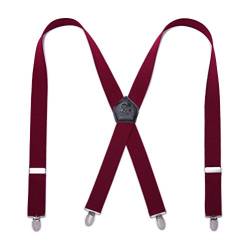 KANGDAI Herren Strapazierfähige Hosenträger mit 4 Clips Echtes Leder Klammern, Breite elastische Träger, Hosenträger für Hosen von KANGDAI