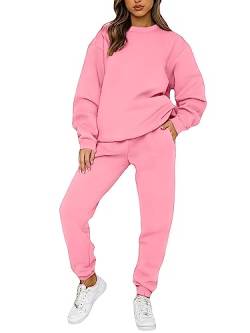 KANSOON Sweatsuits for Women Set 2 Piece Jogging Suit Long Sleeve Pullover Sweatshirts Sweatpants Trainingsanzug Casual Outfits, Pink, Large von KANSOON