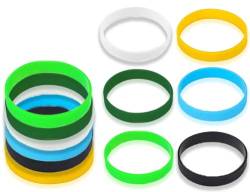 KAPSING 6 Stück Silikonarmband, 6 Farben silikon armbänder, Gummi Armband, für Sport/Party/Mann/Frau/Kinder(gelb/blau/schwarz/weiß/tiefgrün/grün) von KAPSING