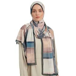 KARACA Muslimischer Hijab-Schal für Damen, gemustertes Kopftuch, 68,6 cm – 198,1 cm, langer Wickelschal, Schal, islamischer Turban, Schwarz-Puder, 27x78 Inch von KARACA