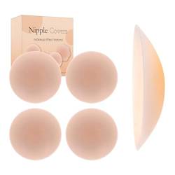 KARELLS Nippelpads, Nipple Cover, 2 Paar Damen Nipple Cover, 8cm Selbstklebende Nippel Abdeckungen, Silikon Nipple Covers, Nippelpads für Damen, Wiederverwendbar, Brustwarzenabdeckung Selbstklebend von KARELLS