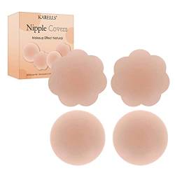 KARELLS Selbstklebende Nippel Abdeckungen, Nippel Covers Wiederverwendbar, Brustwarzenabdeckung Selbstklebend, Silikon Brustwarzenabdeckung, Silikon Nippelabdeckung, 2 Paar von KARELLS