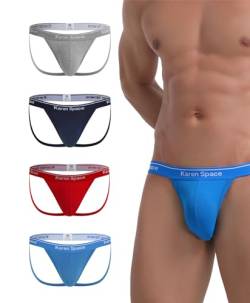 KAREN SPACE Herren Baumwolle Jockstrap Unterwäsche Sexy G-String für Herren, athletisch Active Jock Strap für Herren Multipack, C3-grau/blau/rot/königsblau (4er-Pack), X-Large von KAREN SPACE