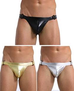 KAREN SPACE Herren Jockstrap Sexy Unterwäsche, Eisseide G-String Athletic Supporters for Men, G1-schwarz/silber/gold, X-Large von KAREN SPACE