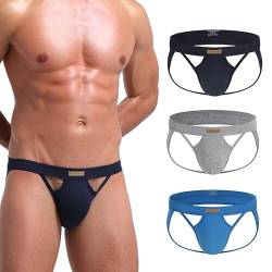 KAREN SPACE Intime Jockstraps für Herren - Herren Sexy Unterwäsche Enge Tangas Jock Strap, C3-Marineblau/Grau/Blau (3er-Pack), Large von KAREN SPACE