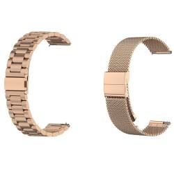 2 Stück Metallarmband Kompatibel mit Huawei Watch GT 4 41mm Wechselarmbänder 18mm Solide Edelstahl Uhrenarmband Mesh Metall Armband Business Sports Ersatzband (Roségold) von KAREN66