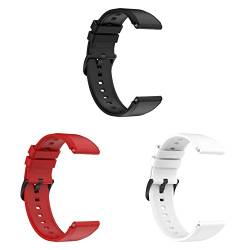 3 Stück Ersatzbänder für Huawei Watch GT 4 46mm Armband, Silikonarmband Wasserdichte Sportbänder Kompatibel mit HUAWEI Watch GT 4 46mm Wechselarmband (Schwarz/Rot/Weiß) von KAREN66