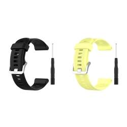 745 Ersatzbänder für Garmin Forerunner 745 Armband, Silikonarmband Wasserdichte Sportbänder Kompatibel mit Garmin Forerunner 745 Wechselarmband (Schwarz+Gelb) von KAREN66