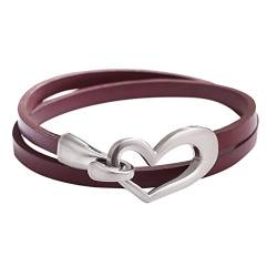 Armband Damen Liebes-einfaches Multi-Ring-Armband-Multifunktionsarmband-Kragen-heiße Frauen-einfaches mehrschichtiges Armband-Art- und Weisenettes Herz-Armband-süßes Lederarmband (Red, One Size) von KAREN66