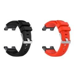 Armband Kompatibel mit Amazfit T-Rex/T-Rex Pro Armband - Sport Silikon Uhrenarmband Replacement Wechselarmband Ersatzarmband für Amazfit T-Rex/T-Rex Pro Smartwatch (Schwarz+Rot) von KAREN66