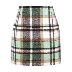 Damen Kariert Röcke Hohe Taille Knielang Büro Rock Bleistift Figurbetont Minirock mit Plaid Business Rock Pencil Rock Kurz Elegant Midirock Herbst Winter Vintage Röcke (Karierter-1, XXL) von KAREN66