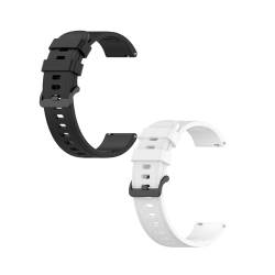 KAREN66 2 Stück Armband Kompatibel mit Nerunsa P66D Smartwatch Armband - Sport Silikon Uhrenarmband Replacement Wechselarmband Ersatzarmband für Nerunsa P66D Smartwatch, Schwarz Weiß von KAREN66