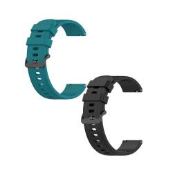 KAREN66 2 Stück Armband Kompatibel mit Ticwatch GTX/E2/S2 Armband - Sport Silikon Uhrenarmband Replacement Wechselarmband Ersatzarmband für Ticwatch GTX/E2/S2, Grün Schwarz von KAREN66