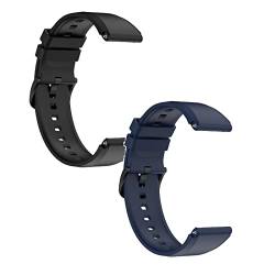 KAREN66 2 Stück Sportarmband Kompatibel mit Xiaomi Mi Watch Armband - Sport Silikon Uhrenarmband Replacement Wechselarmband Ersatzarmband für Xiaomi Mi Watch Armbänder (Schwarz + Blau) von KAREN66