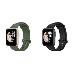 KAREN66 2 Stück Sportarmband Kompatibel mit Xiaomi Mi Watch Lite Armband - Sport Silikon Uhrenarmband Replacement Wechselarmband Ersatzarmband für Redmi Watch Armbänder (Grün+Schwarz) von KAREN66