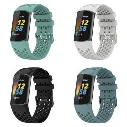KAREN66 4 Stück Atmungsaktive Ersatzarmbänder Kompatibel mit Fitbit Charge 6 Armband, Silikon Uhrenarmband Sportarmband für Männer Frau (4Pack-01) von KAREN66