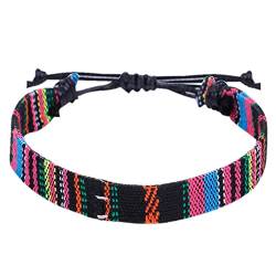 KAREN66 Armband für Damen Schmuck Farbe Seil gewebt Armband verstellbar Boho Surfer Armband für Männer Frauen dünne Seil handgefertigt Strand Armband buntes Armband (L, One Size) von KAREN66