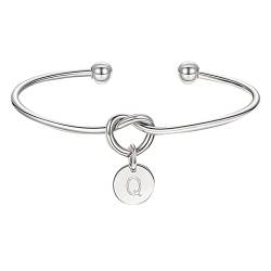 KAREN66 Armband für Damen Schmuck Vergoldeter Liebesknoten Initial Disc Armreif Alle 26 Buchstaben Alphabet Armreif Silberarmbänder für Damen Mädchen (SL17, One Size) von KAREN66