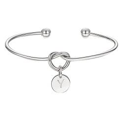 KAREN66 Armband für Damen Schmuck Vergoldeter Liebesknoten Initial Disc Armreif Alle 26 Buchstaben Alphabet Armreif Silberarmbänder für Damen Mädchen (SL25, One Size) von KAREN66