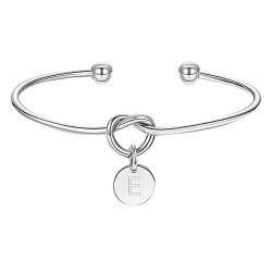 KAREN66 Armband für Damen Schmuck Vergoldeter Liebesknoten Initial Disc Armreif Alle 26 Buchstaben Alphabet Armreif Silberarmbänder für Damen Mädchen (SL5, One Size) von KAREN66