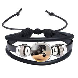 KAREN66 Armband personalisiert Buntes Kuhfell-Karikatur-Pferdemuster-handperlenbesetztes kristallgewebtes Armband mehrschichtig (A, One Size) von KAREN66