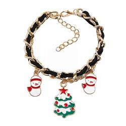 KAREN66 Armband personalisiert Weihnachtsarmband Schneeflocke Weihnachtsbaum Schneemann Glocke Girlande Mond Handschuhe Legierung Öltropfen Armband (C, One Size) von KAREN66