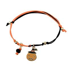 KAREN66 Boho Armband Herren & Damen Gewebtes Armband Halloween Armbänder für Männer Frauen Punk Skeleton Head Kürbiskette Armband Party Zubehör (B, One Size) von KAREN66