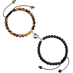 KAREN66 Boho Armband Herren & Damen Perlenarmband Lava verwitterter geflochtener Schmuck für Damen und Paare für Studenten (D, One Size) von KAREN66