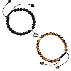 KAREN66 Boho Armband Herren & Damen Perlenarmband Lava verwitterter geflochtener Schmuck für Damen und Paare für Studenten (E, One Size) von KAREN66