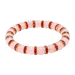 KAREN66 Damenarmband Süßes kreatives rosafarbenes Armband-Pfirsich-Einzelring-Armband-frische Perlen-Strass-Ring-Kette (G, One Size) von KAREN66