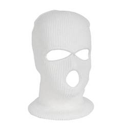 KAREN66 Gestrickte Sturmhaube Herren Damen 3 Löchern Balaclava Sturmmaske Volle Gesichtsabdeckung Atmungsaktiv Winddicht Skimütze Wintermütze Strickmaske für Outdoor Radfahren Skifahren (Weiß) von KAREN66