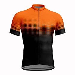 KAREN66 Herren Kurzarm Radtrikot Fahrradtrikot Bequemer und modischer Trend eng anliegender Sommer-Radsportanzug für Herren (Orange, S) von KAREN66