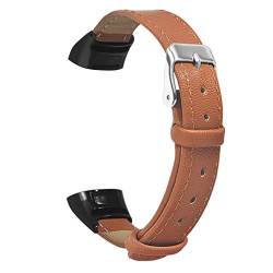 KAREN66 Lederarmband Kompatibel mit Honor Band 5/Band 4 Smartwatch Leder Armband - Weiches Leder Uhrenarmband Replacement Wechselarmband Ersatzarmband für Honor Band 5/Band 4 (Braun-2) von KAREN66