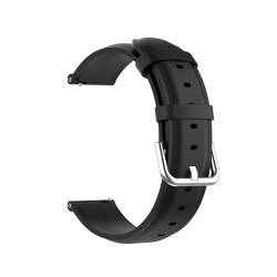 KAREN66 Lederarmband Kompatibel mit TUYOMA LW36 Smartwatch Leder Armband - Weiches Leder Uhrenarmband Replacement Wechselarmband Ersatzarmband für TUYOMA LW36 Smartwatch, Schwarz von KAREN66