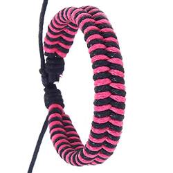 Personalisierbare Armbänder Herren Damen Armband Einfache Armband Männer gewebte handgemachte Mode Seil Retro Mode Armbänder Armschmuck (Hot Pink, One Size) von KAREN66