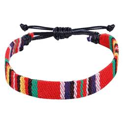 Personalisierbare Armbänder Herren Damen Armband Farbe Seil gewebt Armband verstellbar Boho Surfer Armband für Männer Frauen dünne Seil handgefertigt Strand Armband Halloween Weihnachten (T, One Size) von KAREN66