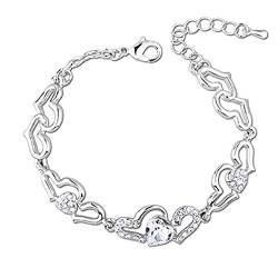 Personalisierbare Armbänder Herren Damen Armband Kristalle Armband Schmuck Schmuck Armbänder beliebte Armreifen Herz Armbänder Armkettchen Armreif Armbänder (White, One Size) von KAREN66