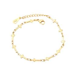 Personalisierbare Armbänder Herren Damen Armband Legierungs-Kupfer-Kreuz-Armband-Geschenk für besten Freund-Schwester-Herz-Armband Halloween Weihnachten Valentinstag (Gold, One Size) von KAREN66