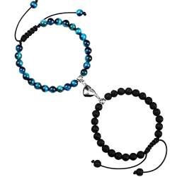 Personalisierbare Armbänder Herren Damen Armband Perlenarmband Lava verwitterter geflochtener Schmuck für Damen und Paare für Studenten Halloween Weihnachten Valentinstag (F, One Size) von KAREN66