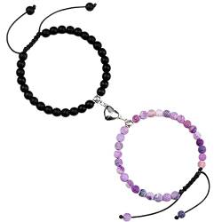 Personalisierbare Armbänder Herren Damen Armband Perlenarmband Lava verwitterter geflochtener Schmuck für Damen und Paare für Studenten Halloween Weihnachten Valentinstag (J, One Size) von KAREN66