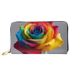 KARFPP Rechteckige Geldbörse mit Tennisschlägeraufdruck, luxuriös, modisch und funktional, Geschenk für jeden Anlass, Rainbow Rose, Einheitsgröße von KARFPP