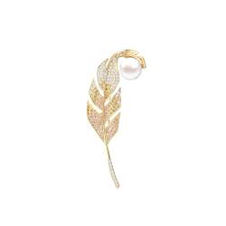 Einfache Süßwasser Perle Blatt Brosche Weibliche Exquisite Corsage Anzug Pin High-end-Accessoires von KARFRI