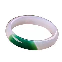 KARFRI Ice Jade Grün Weiß Chalcedon Achat Armreifen Mode Hand Ring Schmuck Armband Zubehör Geschenk Glück (Farbe: A, Größe: 61–62 mm) von KARFRI