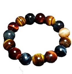 KARFRI Natürliches Tigerauge-Armband, 12 mm, Perlen, Schmuckzubehör, mehrfarbig, Tigerauge-Stein, für Männer und Frauen von KARFRI