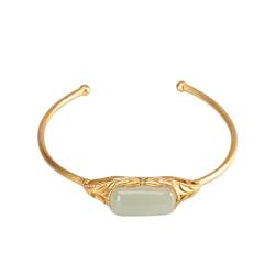 KARFRI Versilbertes natürliches Hetian-Jade-Armband, Persönlichkeit, Retro-Temperament, Blatt-Damen-Stil-Armband von KARFRI